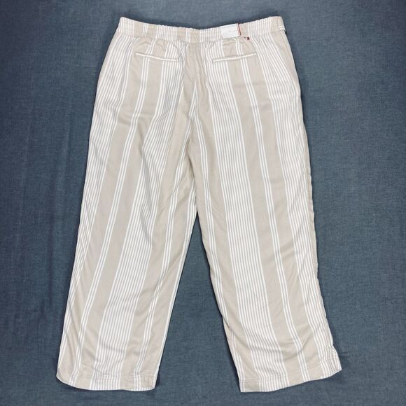 Tommy Hilfiger Pants Womens 14 Beige White Relaxed Cropped Elastic Waistband NWT - Picture 7 of 16